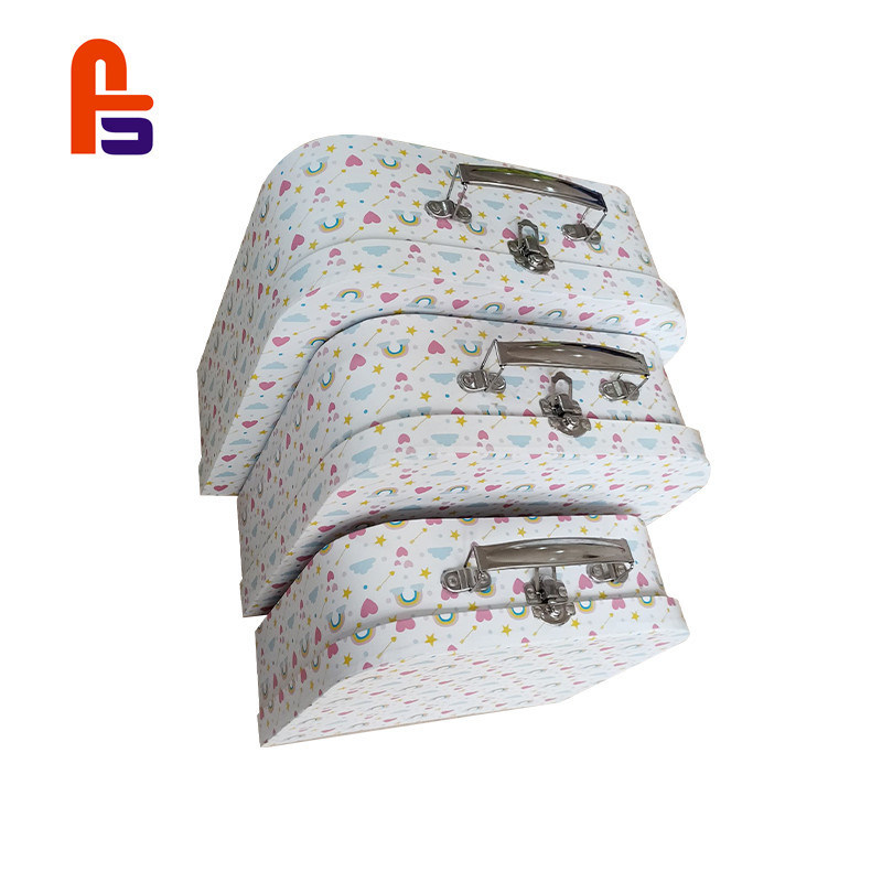 Paper Cardboard Suitcase Box With Handle , Suitcase Style Gift Box Long