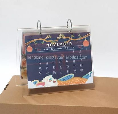Custom Clear Acrylic Calendar Display Stand Double Sided Picture Frame