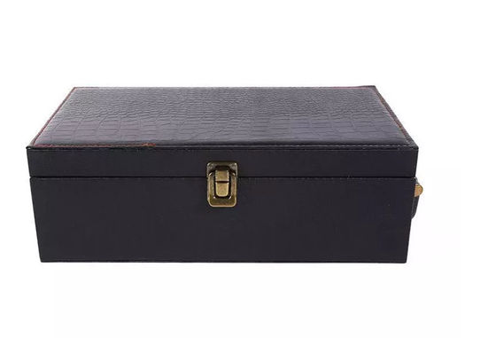 Rigid PU Leather Box CMYK Glass Wine Box packaging Varnish 1 2 pcs