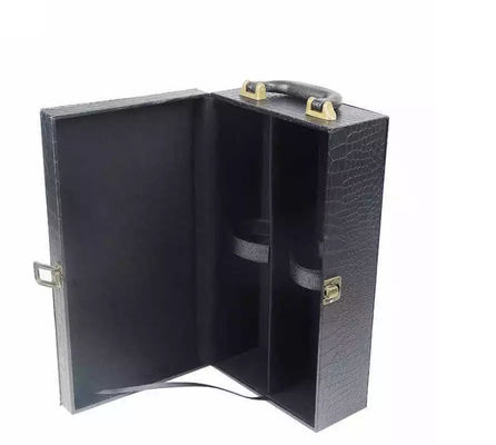 Rigid PU Leather Box CMYK Glass Wine Box packaging Varnish 1 2 pcs