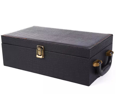 Rigid PU Leather Box CMYK Glass Wine Box packaging Varnish 1 2 pcs