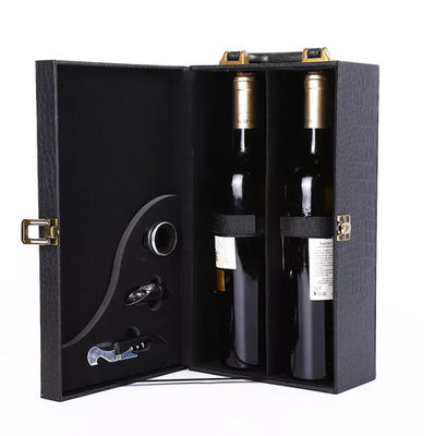 Rigid PU Leather Box CMYK Glass Wine Box packaging Varnish 1 2 pcs