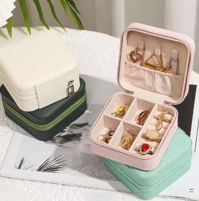 CMYK Portable Small Travel Jewelry Boxes Compostable PU Leather ISO9001