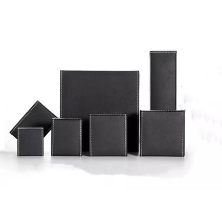 Rectangular PU Leather Box Recyclable Necklace Box Packaging Embossing