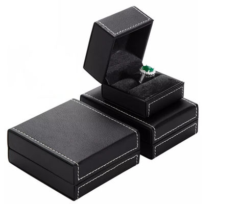 Rectangular PU Leather Box Recyclable Necklace Box Packaging Embossing