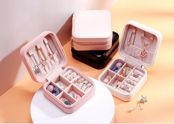 Stylish Velvet Earring Box Glossy Pantone Jewelry Case Box PU Leather