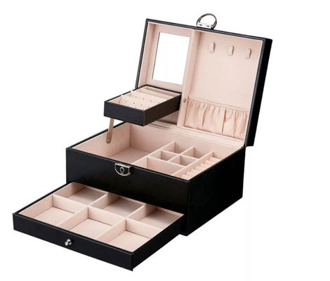 Exquisite Necklace Bracelet Storage Box Sturdy Embossed PU Leather