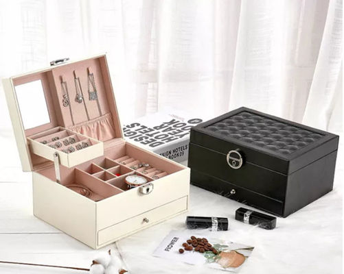 Exquisite Necklace Bracelet Storage Box Sturdy Embossed PU Leather