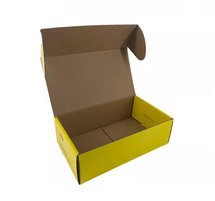 Folding Compostable Packaging Boxes Corrugated Yellow Paper Box Embossing
