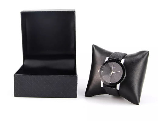 PU leather Custom Watch Box Packaging black Stripe Elegant