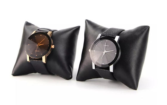 PU leather Custom Watch Box Packaging black Stripe Elegant