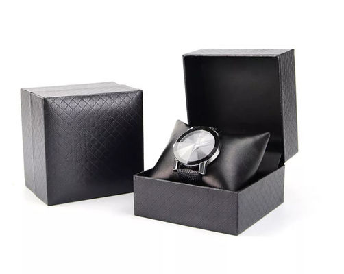 PU leather Custom Watch Box Packaging black Stripe Elegant