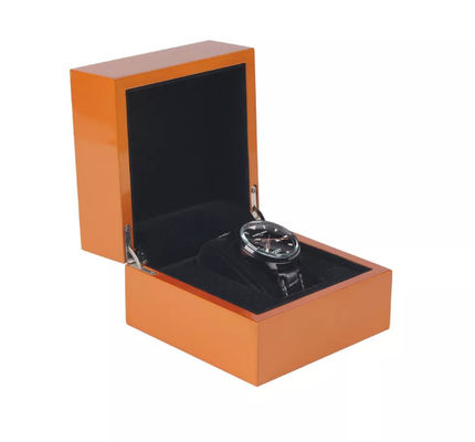 High Glossy Wrist Watch Packaging Box Hinge Metal Wooden Watch Case