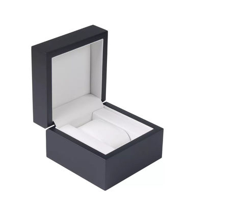 Customized Black Matte Single Watch Boxes Pu Leather Square Wooden