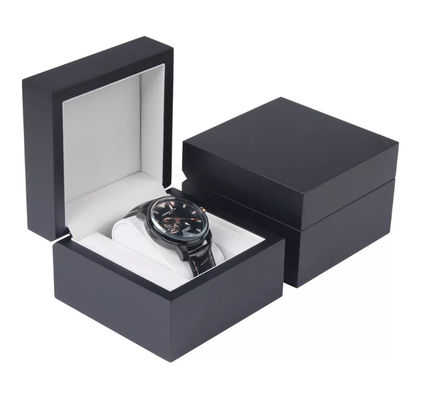 Customized Black Matte Single Watch Boxes Pu Leather Square Wooden