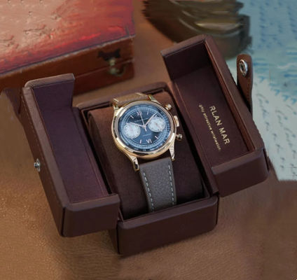 Mechanical Wrist Watch Packaging Box Double Open SGS Certification