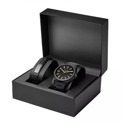 Black Cardboard Watch Box Gift Packaging 2mm Thickness ISO9001:2008