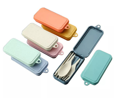 3 Piece Dinner Set Packaging Box Travel With Folding Chopsticks Spork Tableware