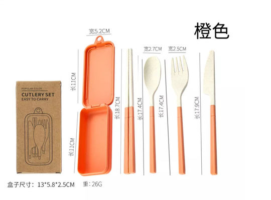 3 Piece Dinner Set Packaging Box Travel With Folding Chopsticks Spork Tableware
