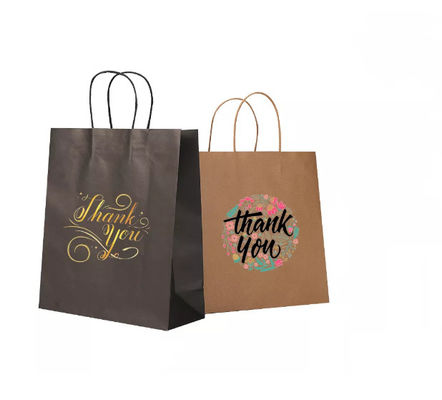 Varnishing Kraft Paper Handbag Recycled Brown Kraft Paper Bag SGS