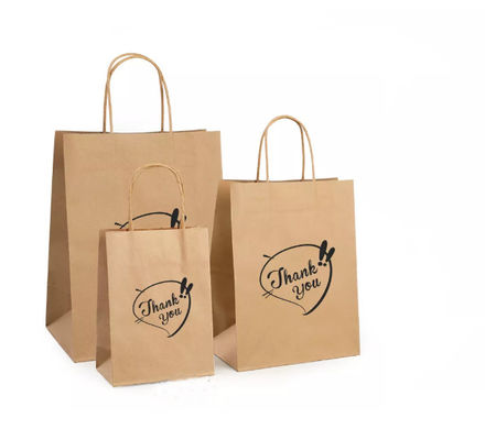 Varnishing Kraft Paper Handbag Recycled Brown Kraft Paper Bag SGS