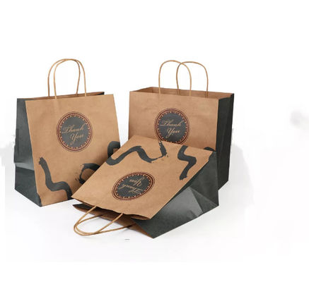 Varnishing Kraft Paper Handbag Recycled Brown Kraft Paper Bag SGS