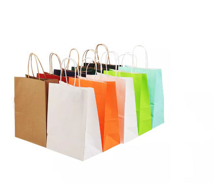 Varnishing Kraft Paper Handbag Recycled Brown Kraft Paper Bag SGS