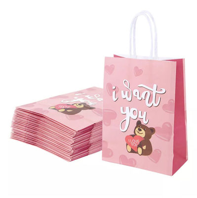Valentines Kraft Paper Handbag CMYK Kraft White Paper Gift Bag Debossing