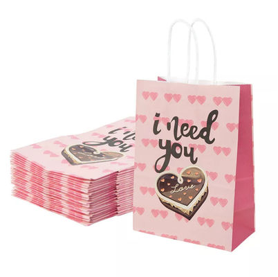 Valentines Kraft Paper Handbag CMYK Kraft White Paper Gift Bag Debossing