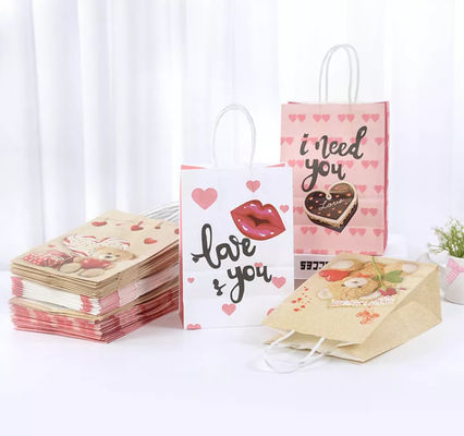 Valentines Kraft Paper Handbag CMYK Kraft White Paper Gift Bag Debossing
