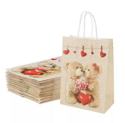 Valentines Kraft Paper Handbag CMYK Kraft White Paper Gift Bag Debossing
