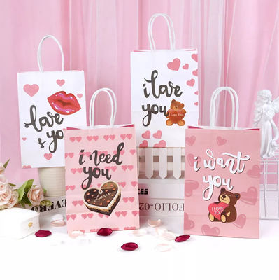 Valentines Kraft Paper Handbag CMYK Kraft White Paper Gift Bag Debossing