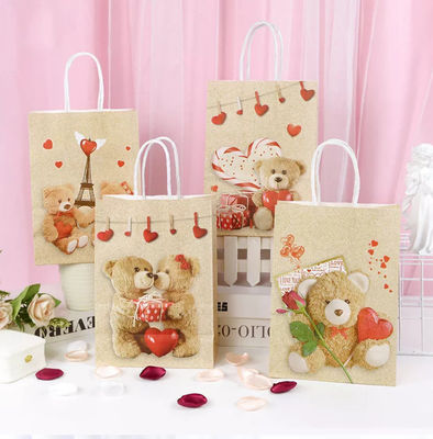 Valentines Kraft Paper Handbag CMYK Kraft White Paper Gift Bag Debossing