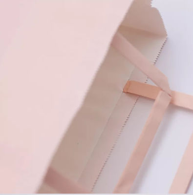 ODM Pink Kraft Paper Bag Biodegradable Patch Handle Bag ISO9001