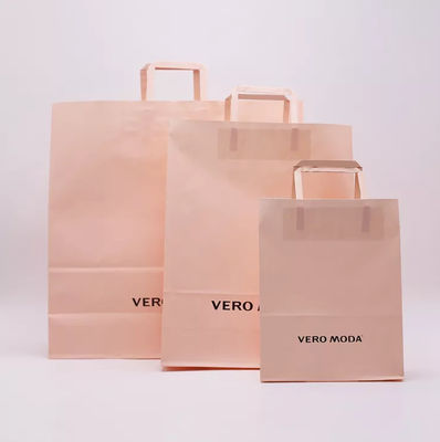 ODM Pink Kraft Paper Bag Biodegradable Patch Handle Bag ISO9001