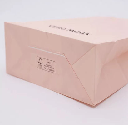 ODM Pink Kraft Paper Bag Biodegradable Patch Handle Bag ISO9001