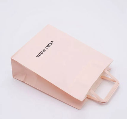 ODM Pink Kraft Paper Bag Biodegradable Patch Handle Bag ISO9001