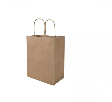 Handle Kraft Paper Handbag Durable Pantone Take Away Food Bag