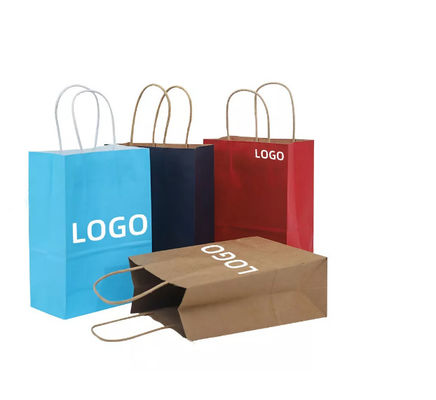 LOGO Printing Kraft Takeaway Bags shopping Gift Packaging Bag Biodegradable