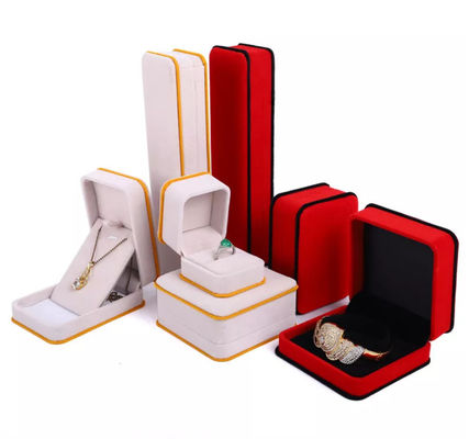 OEM Ring Necklace Packaging Box Pink Velvet Jewelry Box ISO9001