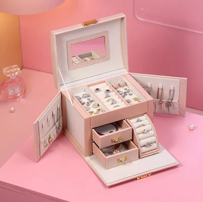 Flannelette Leather Jewelry Storage Box Greaseproof Earring Jewelry Box