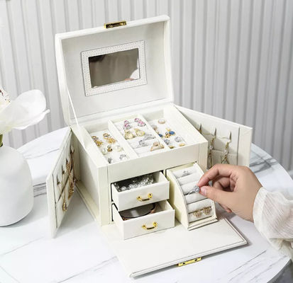 Flannelette Leather Jewelry Storage Box Greaseproof Earring Jewelry Box
