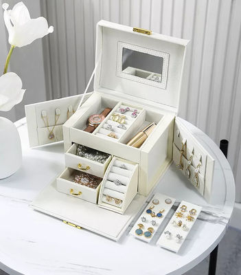 Flannelette Leather Jewelry Storage Box Greaseproof Earring Jewelry Box