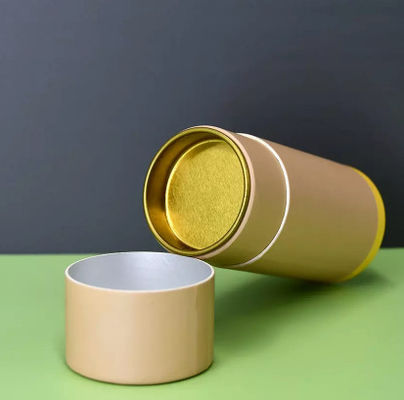 Customized Cardboard Cylindrical Packaging Box With Metal Lids Inside