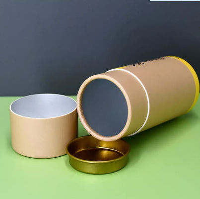 Customized Cardboard Cylindrical Packaging Box With Metal Lids Inside
