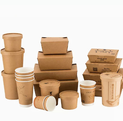 Disposable Kraft Paper Packaging Box Flexo Greaseproof Take Away Lunch Box