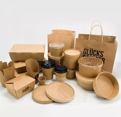 Disposable Kraft Paper Packaging Box Flexo Greaseproof Take Away Lunch Box